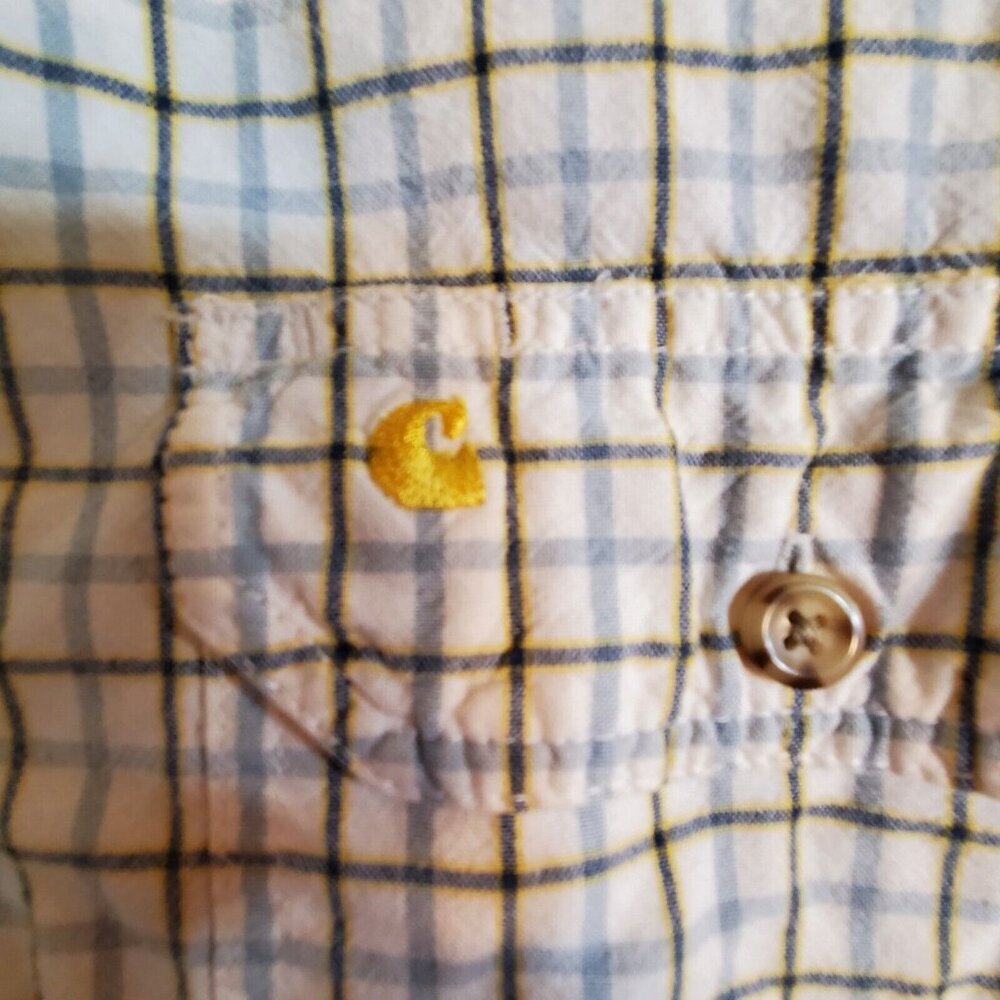 Carhartt Men's Size Large L Short Sleeve Button Down Plaid Adult Shirt Pockets - Picture 4 of 9